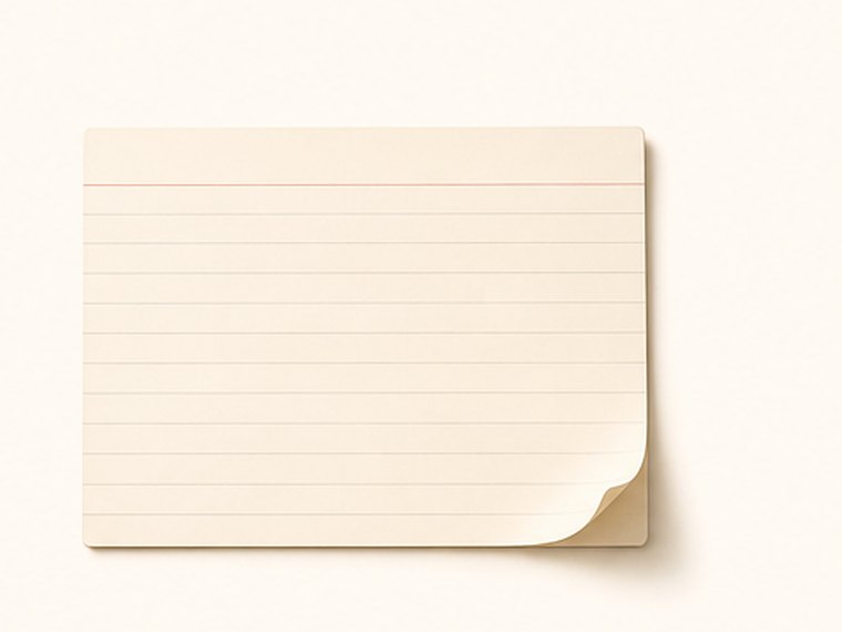 A blank ruled recipe card